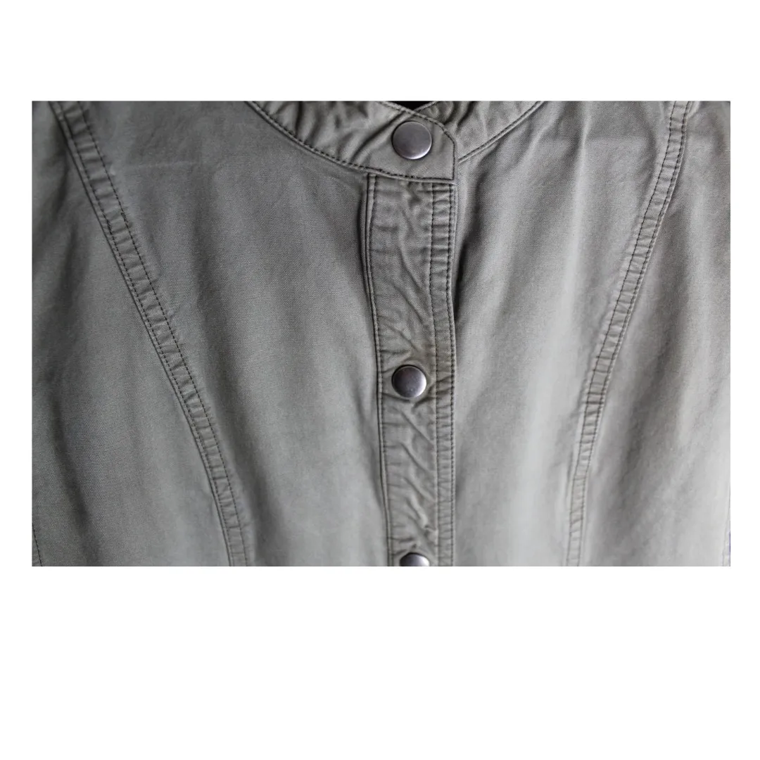 Kuhl  Women Jacket XL Solid Olive‎ Snap Button Soft Shell Cotton Blend - Image 4