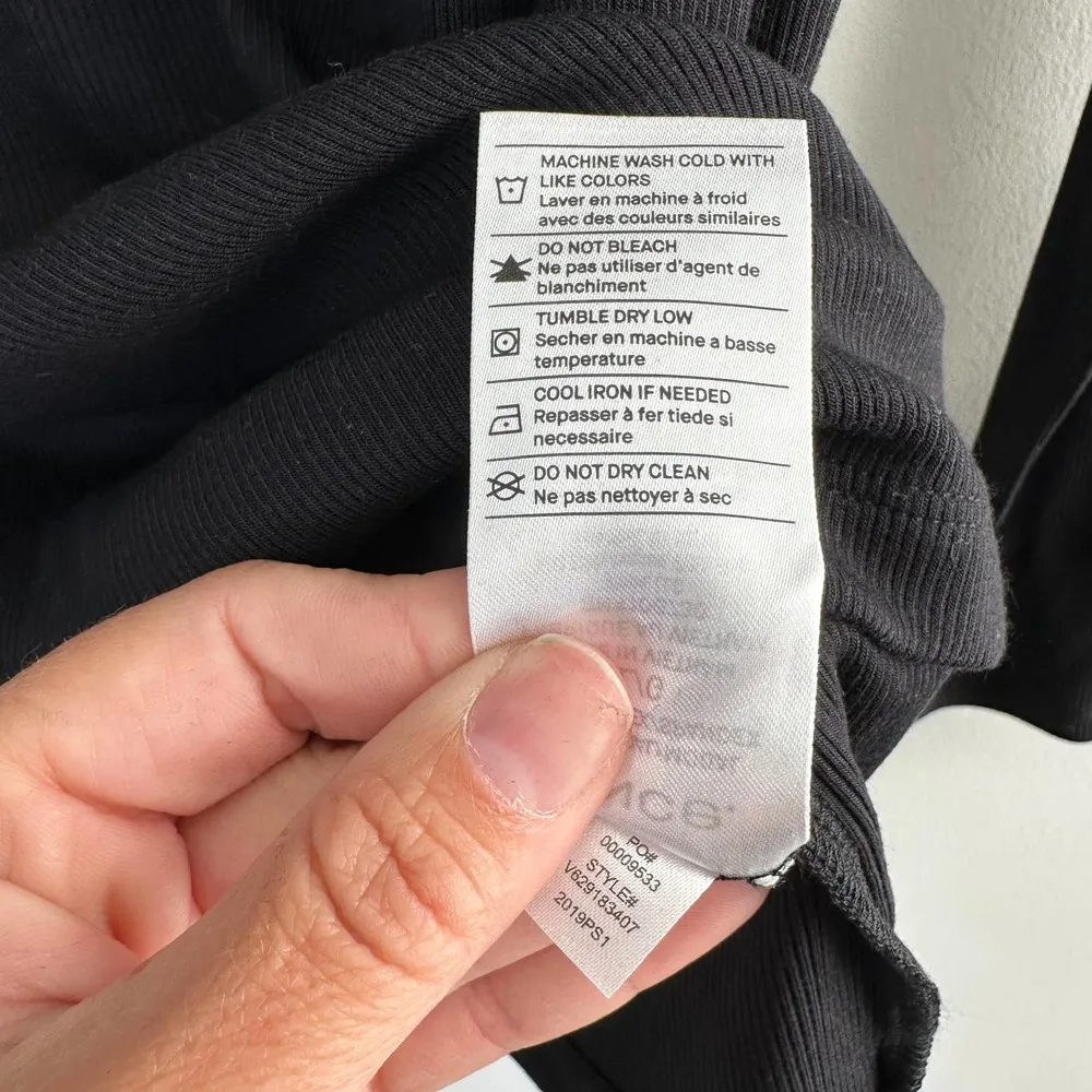 Vince Long Sleeve Deep Scoop Neck Top in Black - Image 6