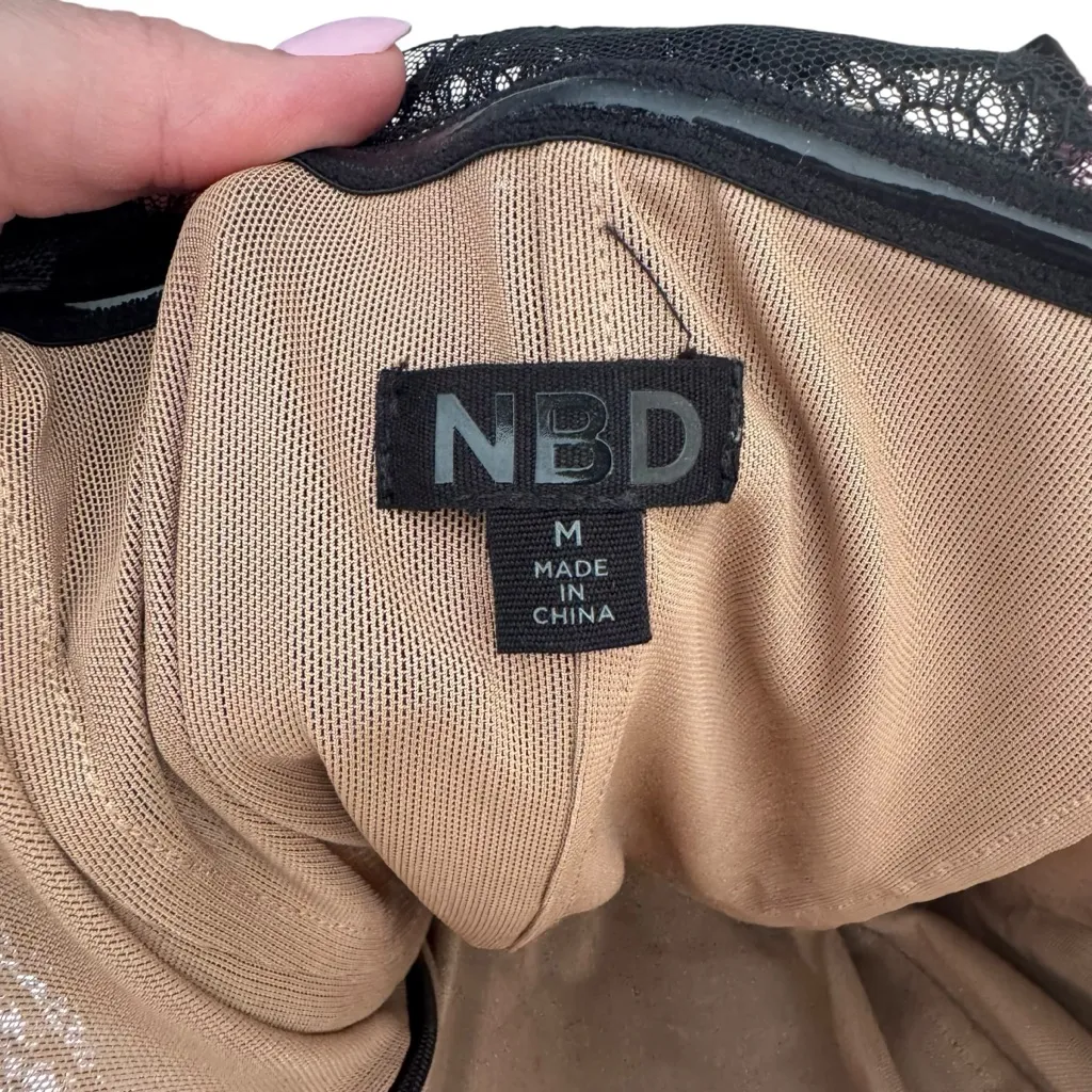 NBD x Revolve - Nalani Lace Tan and Black Strapless Bustier Maxi Gown Sz M - Image 11