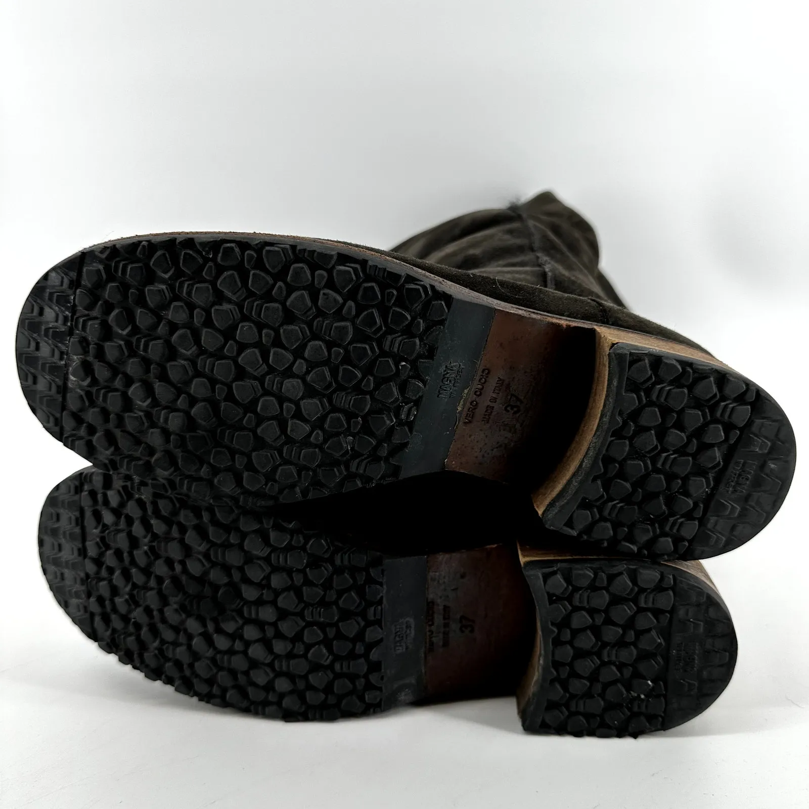 Moschino Cheap and Chic Knee High Boots Suede Faux Fur Lined Heeled Brown 7 - Image 6