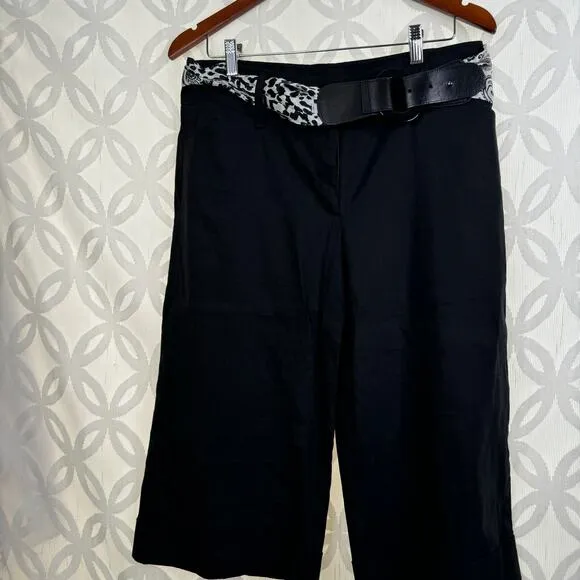 White House Black Market Legacy Black Wide Cuff Crop Rev Belt Pants 10‎ NWT - Image 6