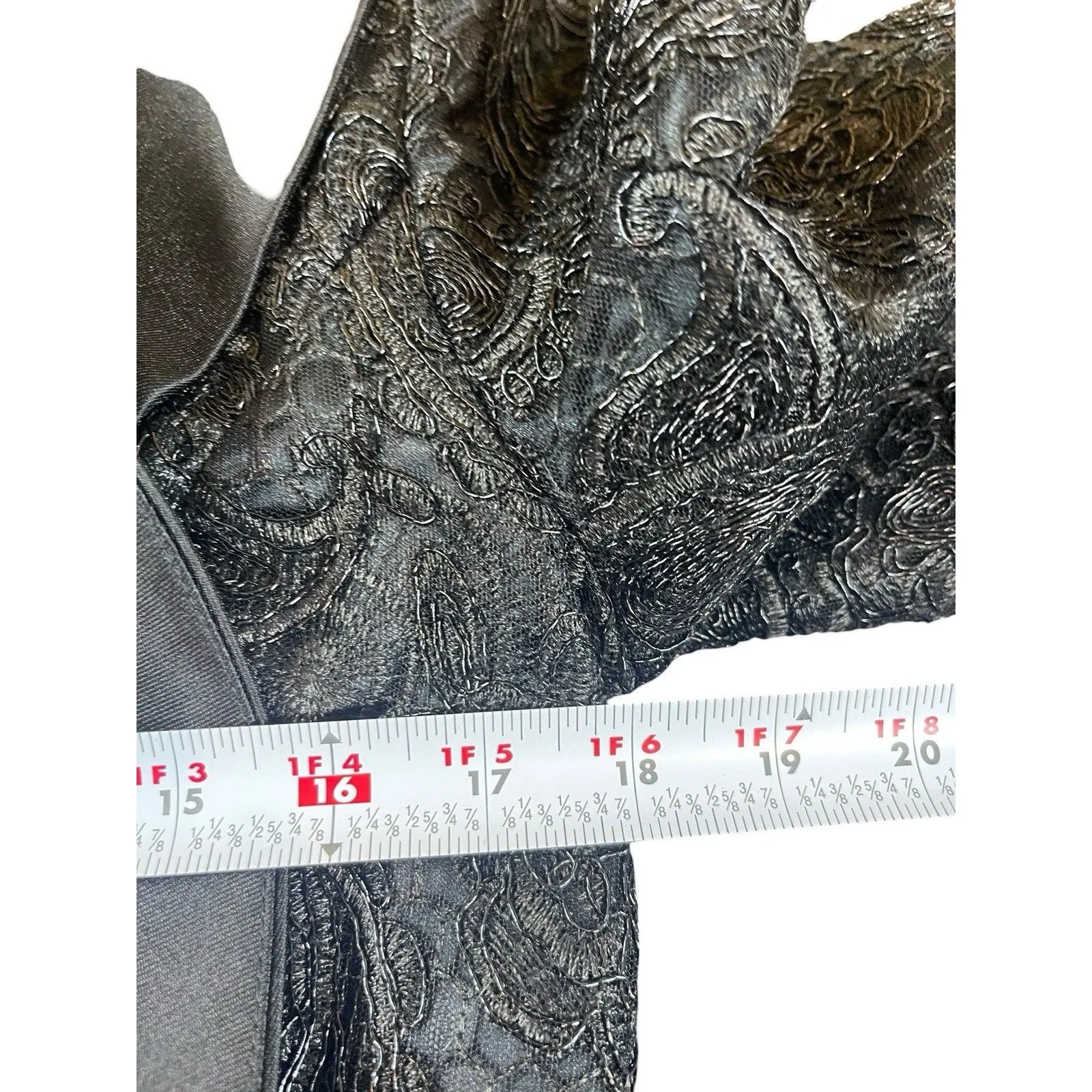 Lily & Taylor Black Lace Formal Dress Women’s 6 Satin Shawl Collar Midi Evening Size 20W - Image 11