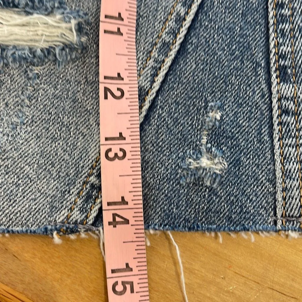 We‎ The Free Womens Button Fly Distressed Cutoff Denim Skirt Blue Size 27 NWT - Image 6
