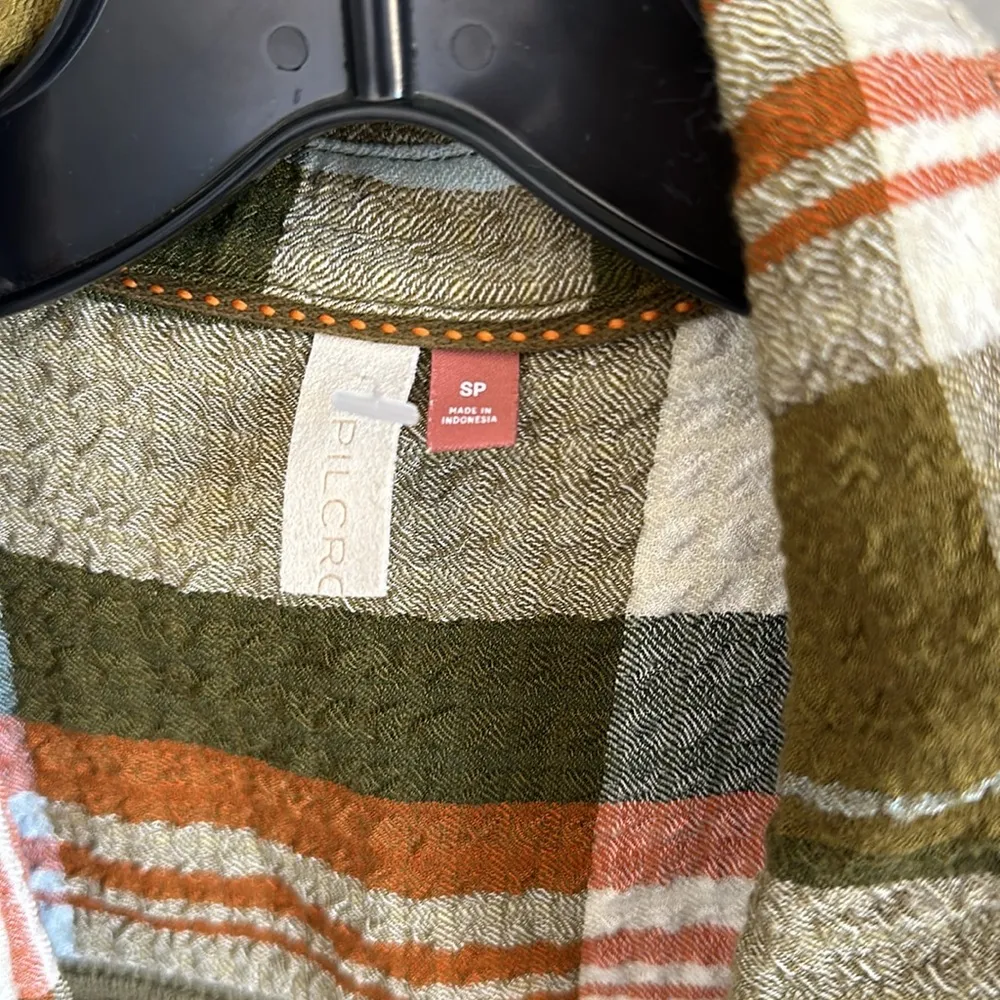 Pilcro Anthropologie long viscose tunic button down plaid shirt dress with slit - Image 5