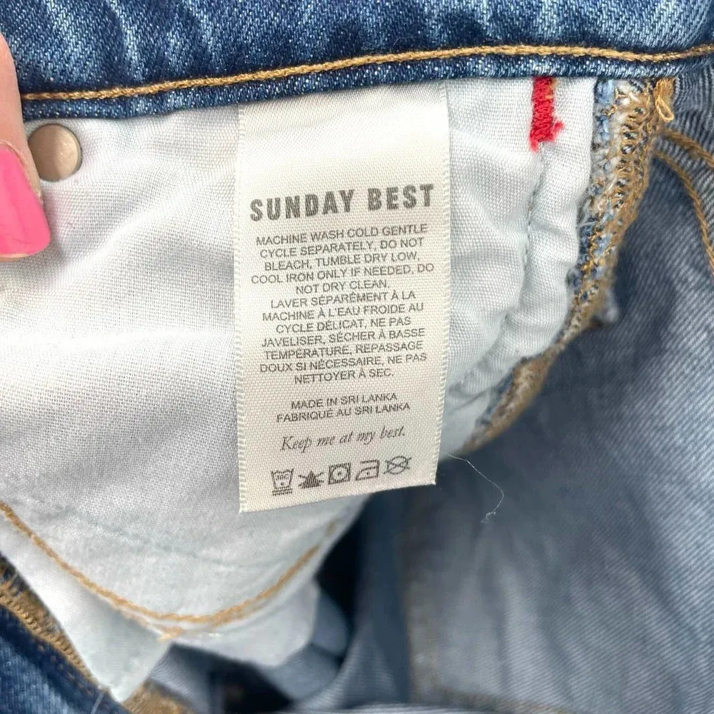 Aritzia Sunday Best Zinger Jeans Mid Rise‎ Flare 90s Medium Wash Blue Size 25 - Image 9