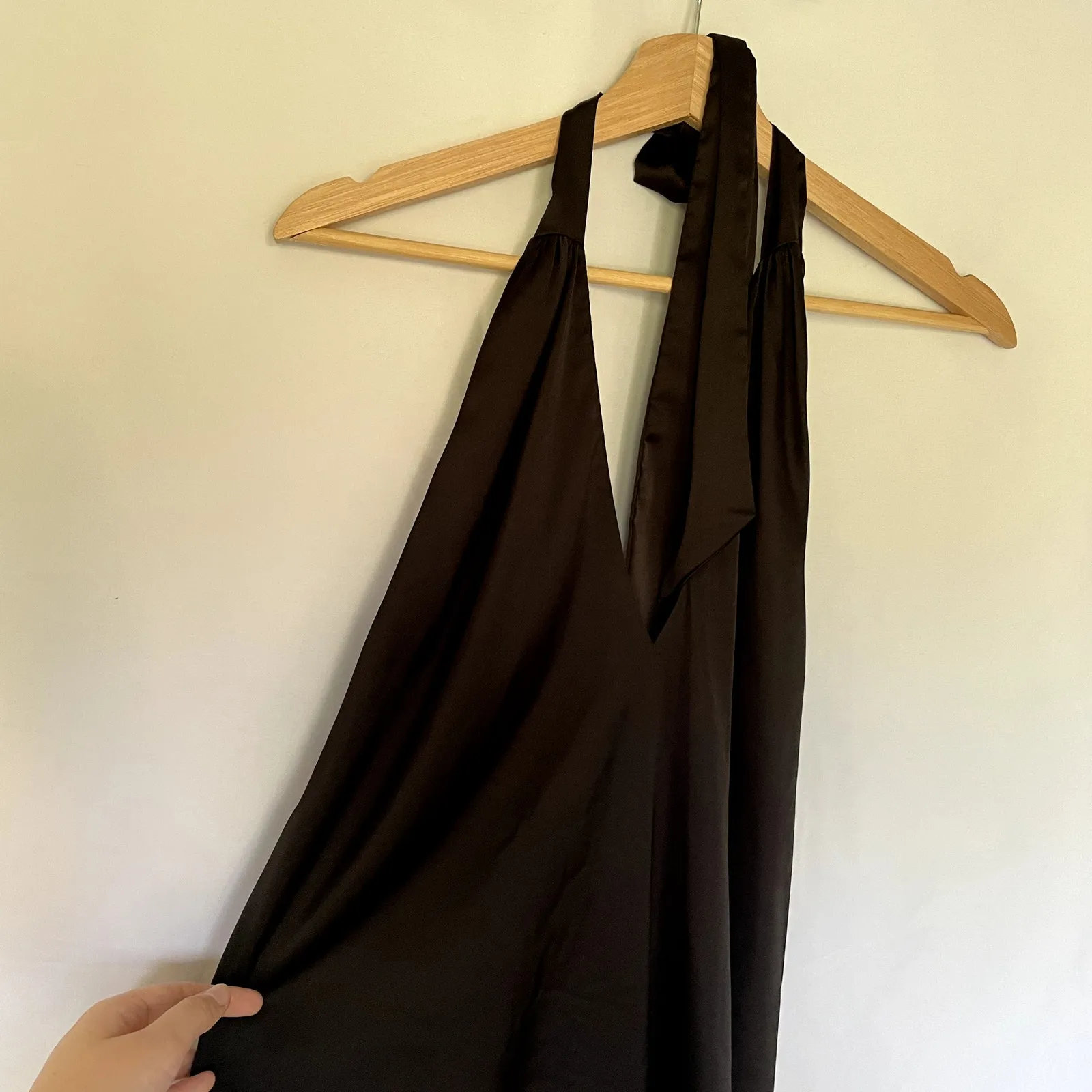 NWT Hello Molly slip dress halter neckline women's size XL satin black mini - Image 3