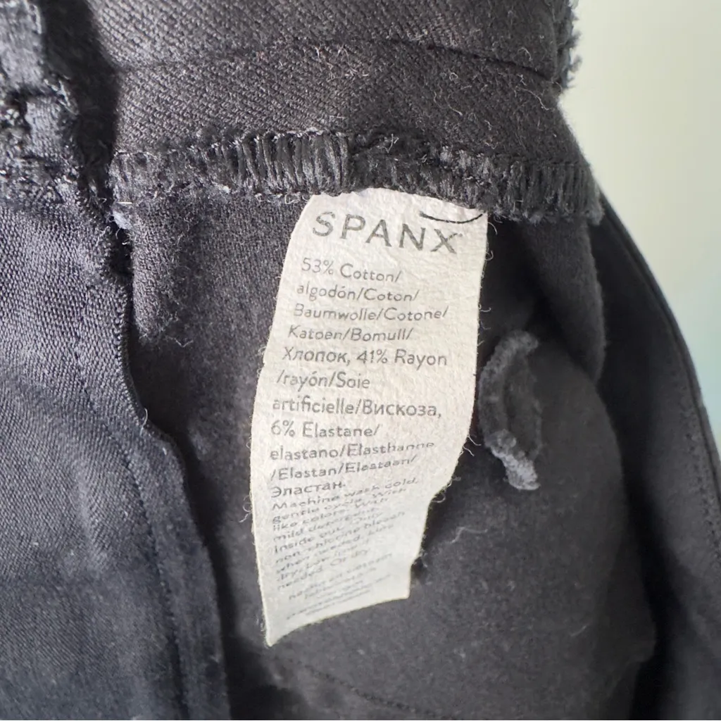 SPANX Black Stretch Chinos straight leg solid back pockets cotton casual elastic - Image 7