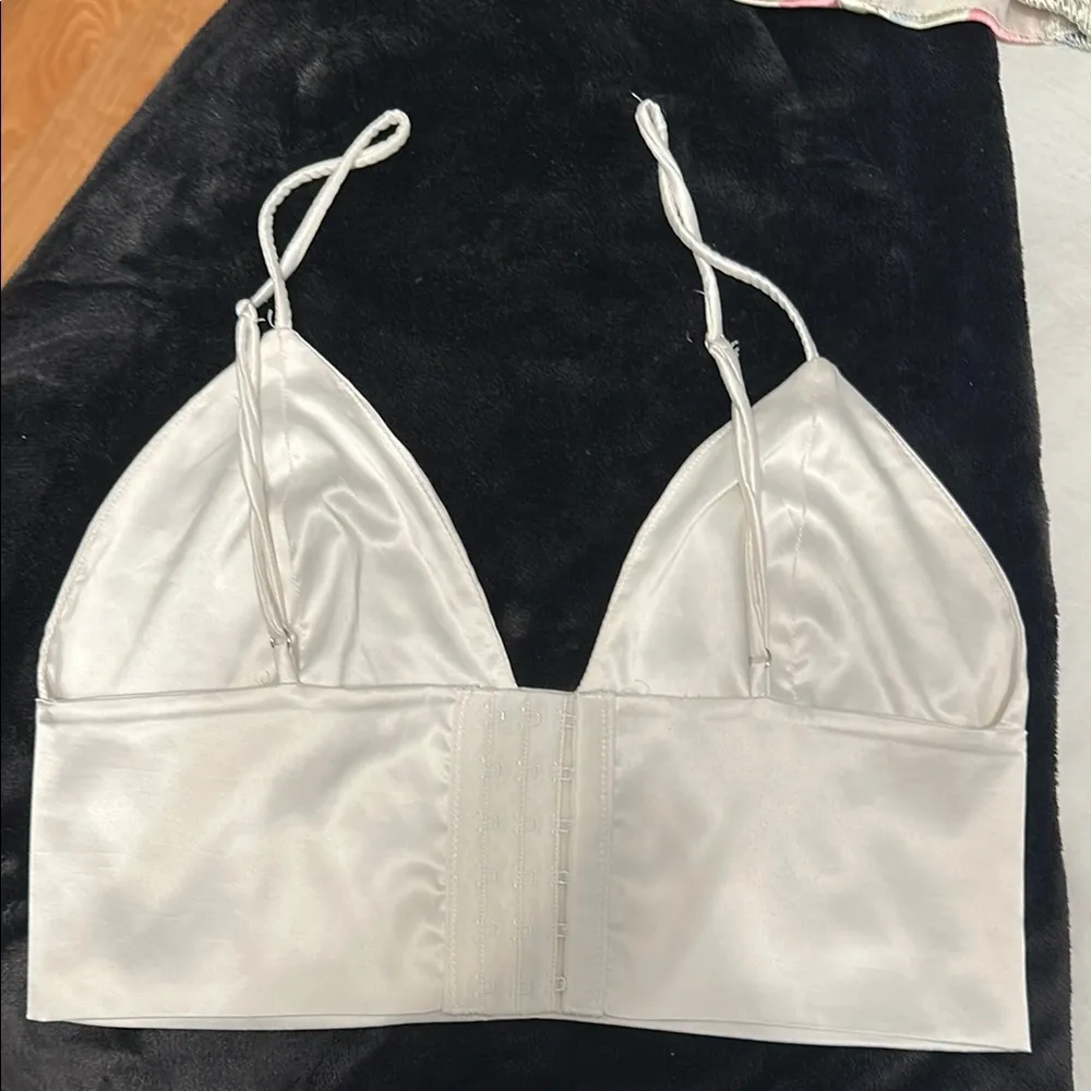 Sleek White Satin Bralette - Image 2