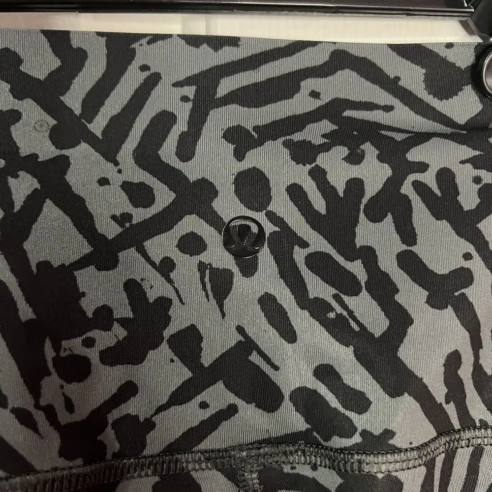 Lululemon Pant Women Sz 2 Black Biggie Brushed Animal High Rise Hot To Street - Image 6