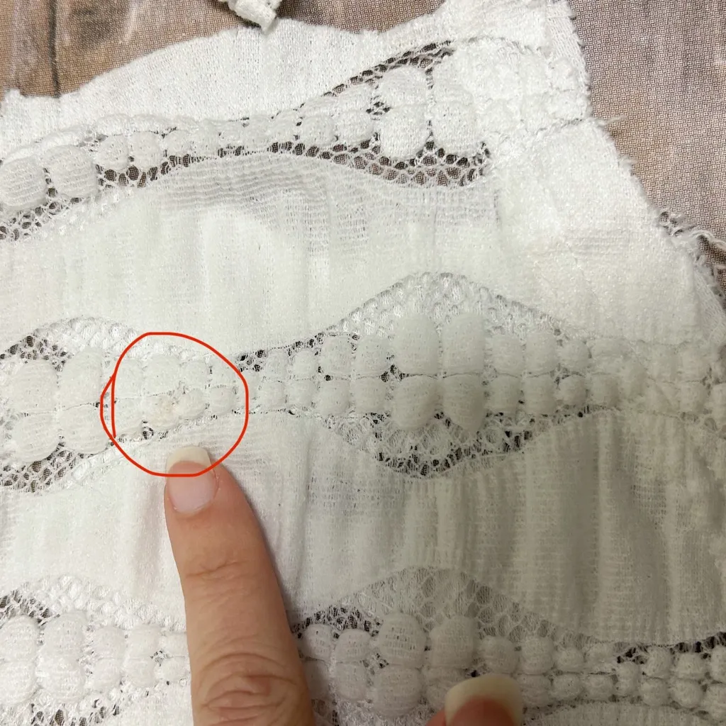 Free People White Sheer Lace Candy Shop Long Sleeve V Neck Oversized Tunic XS - Image 13