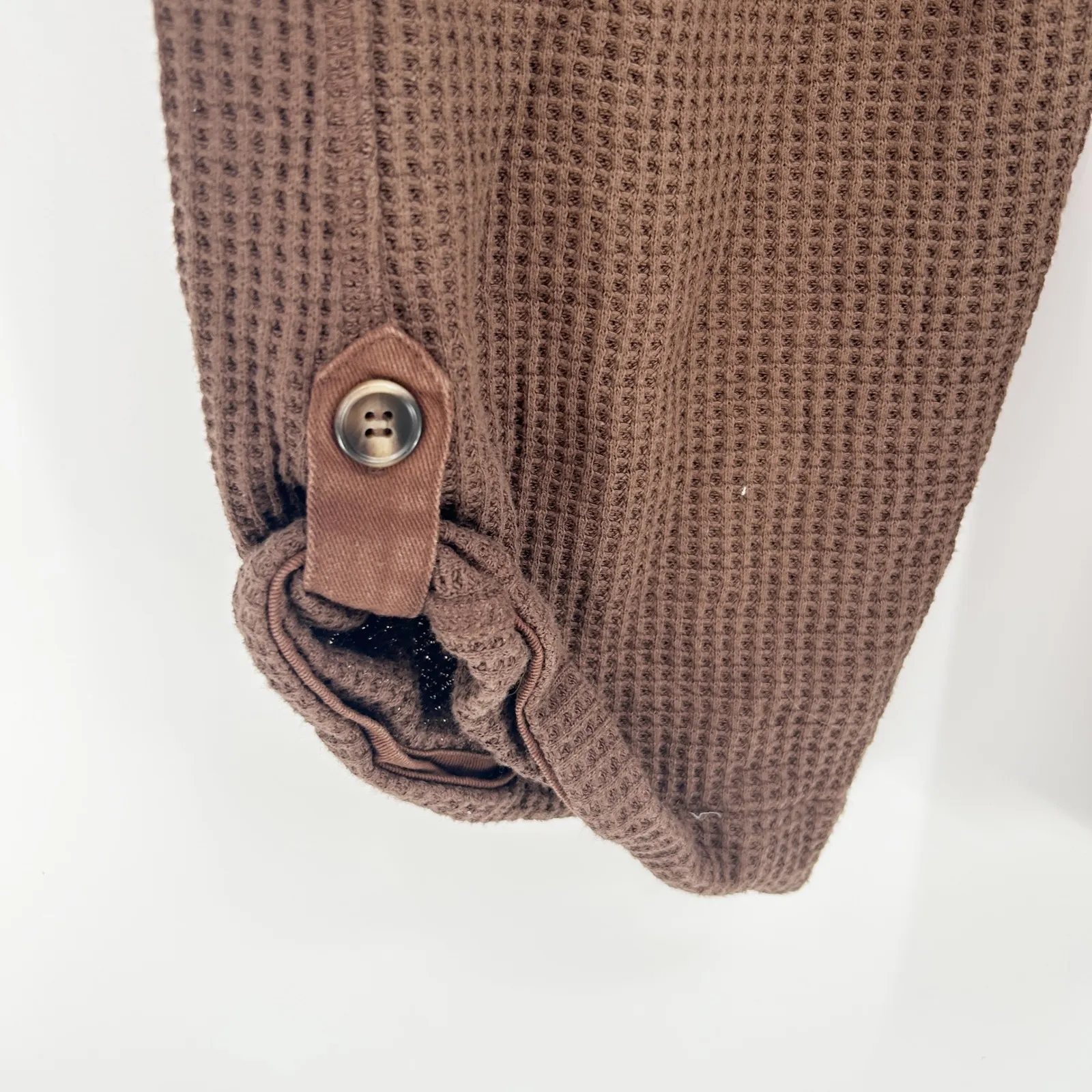 Womens Slouchy Oversized Lounge Waffle Knit Jumpsuit Size L Chocolate Brown Size L - Image 5