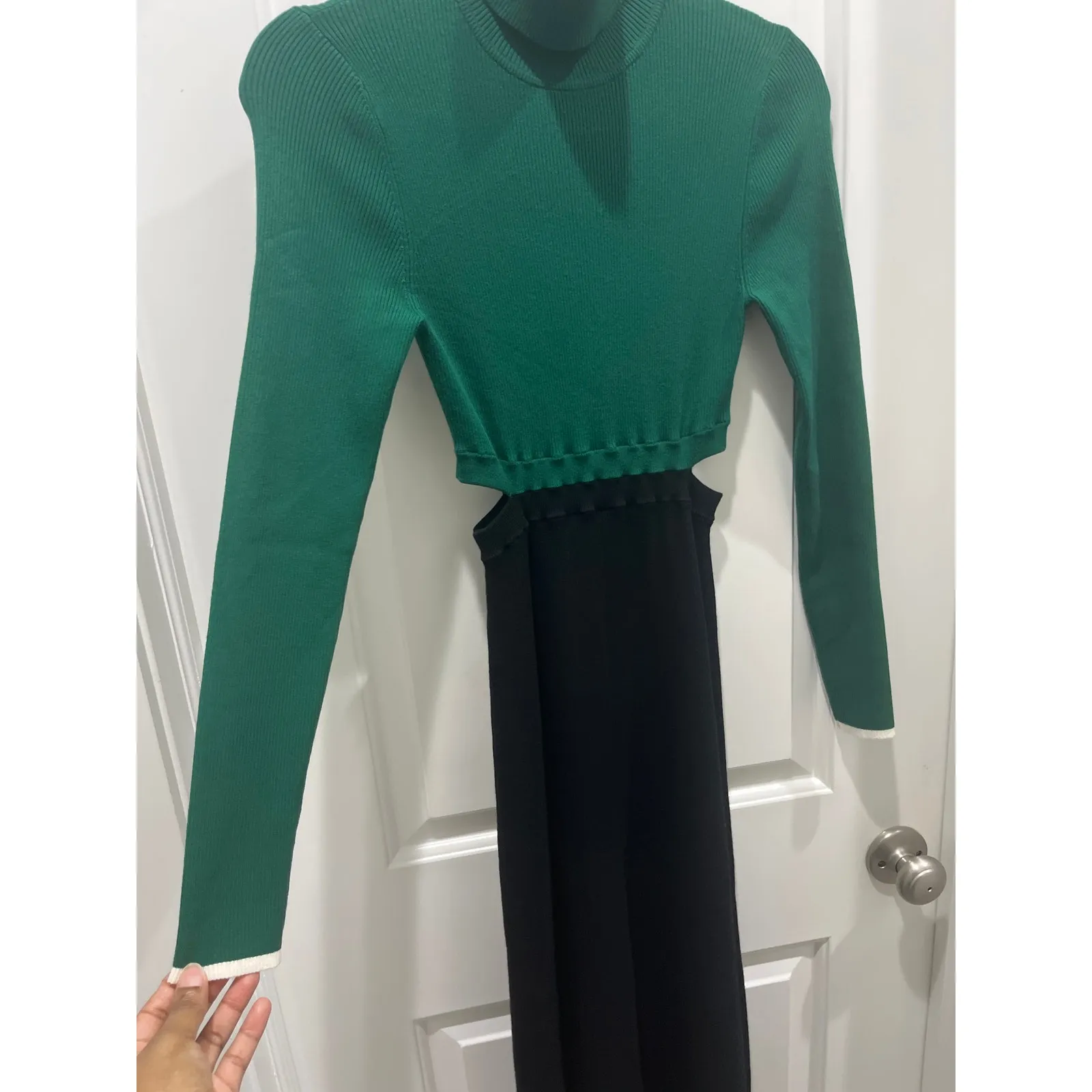 A.L.C Long Sleeve Color Block Cut Out Midi Dress Sz S - Image 5