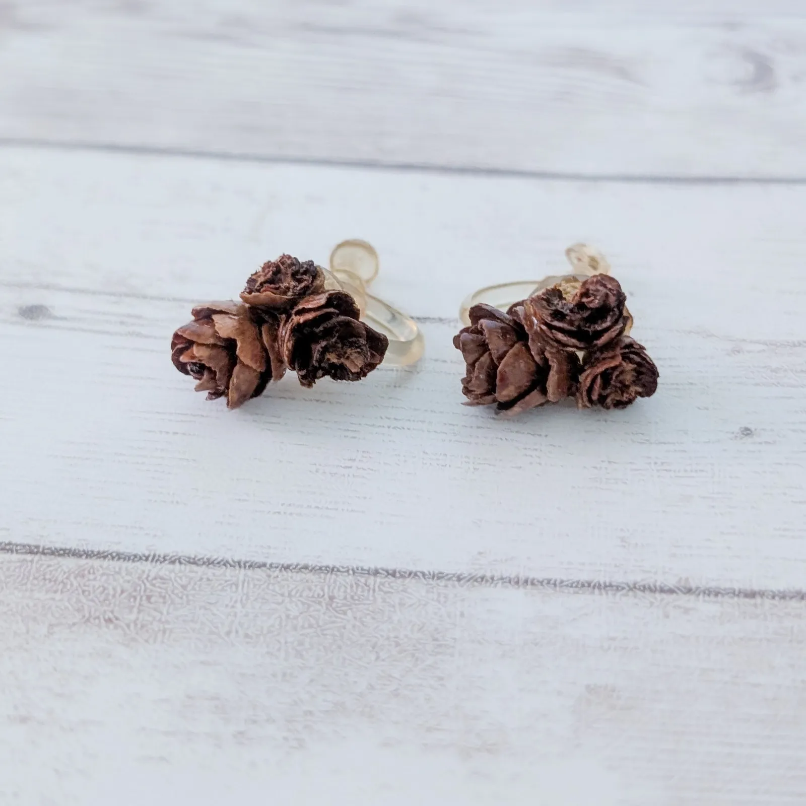 Vintage Screw Back Earrings Brown Natural Vibes Boho - Image 3
