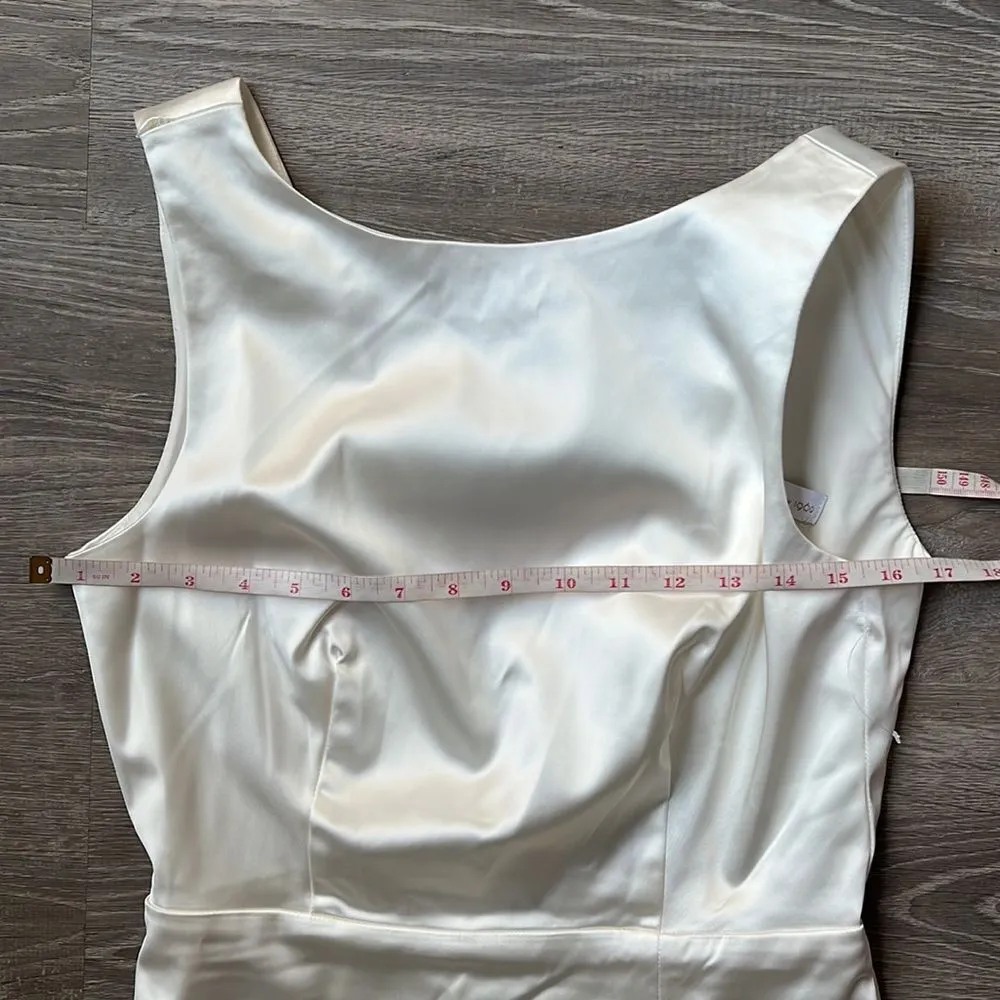 NEW House of Harlow 1960 Low Back Satin Mini Dress in ivory - Image 10