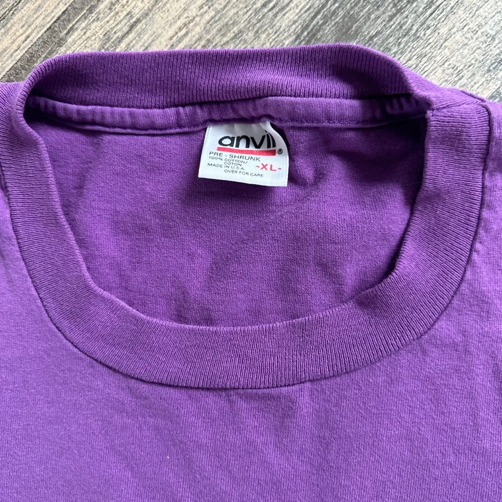 Vintage Anvil Purple Tweety Bird Single Stitch Embroidered Graphic Tee Size XL - Image 3