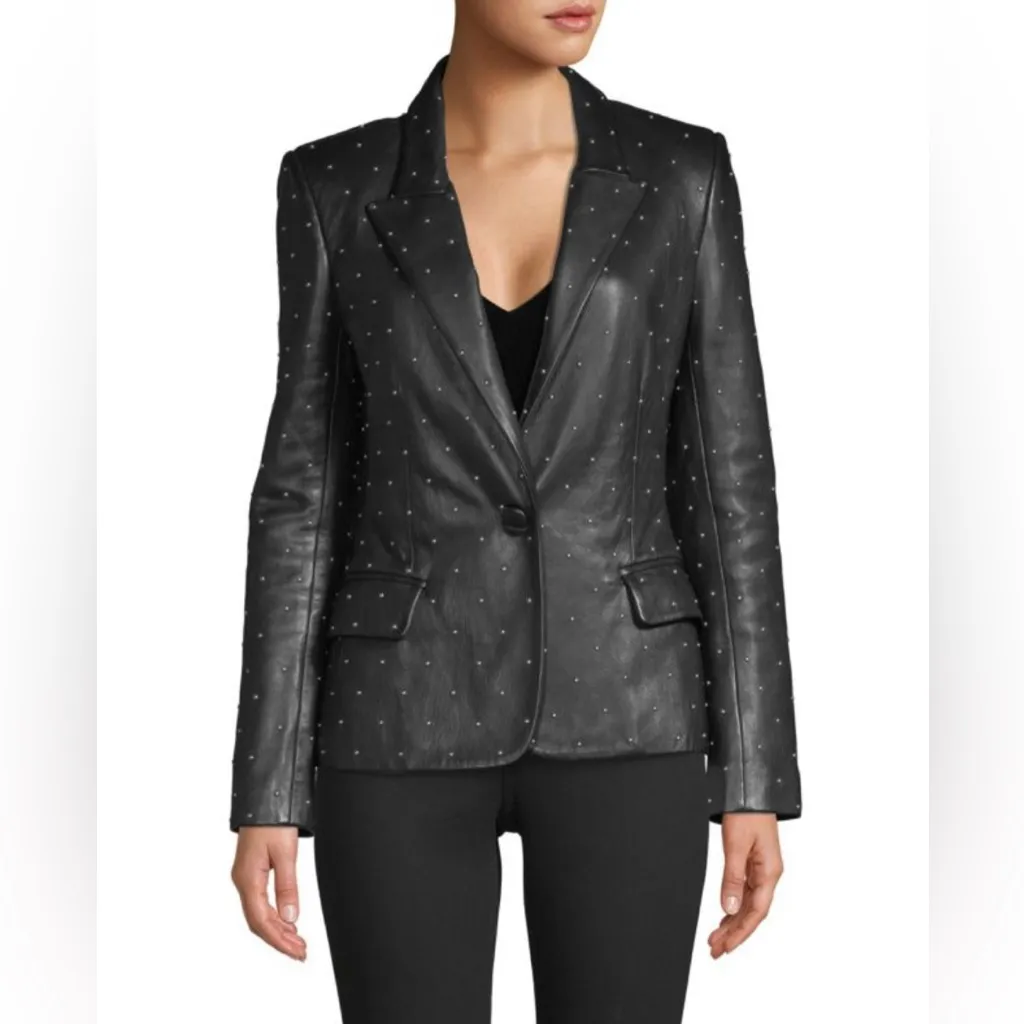 L'Agence Montegoi Studded Leather Blazer 0 - Image 4