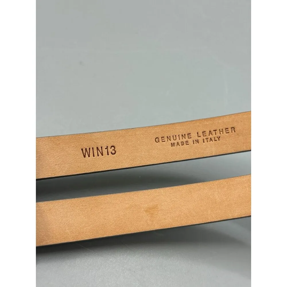 Brooks Brothers Gray Leather Twin Buckle Belt Made In Italy WIN13 33"-36" - Image 4