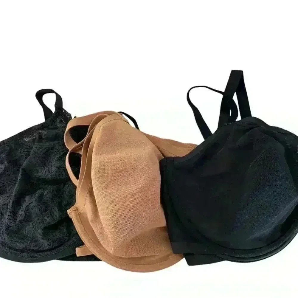 Auden‎ Women's Black, Beige Lightweight Underwired Bra Set of 3 Size 46DDD Tan - Image 4