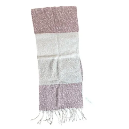 Gentle Fawn Huntington Scarf Wrap Pink Cream 100% Polyester Fringed 82" x 15 - Image 5