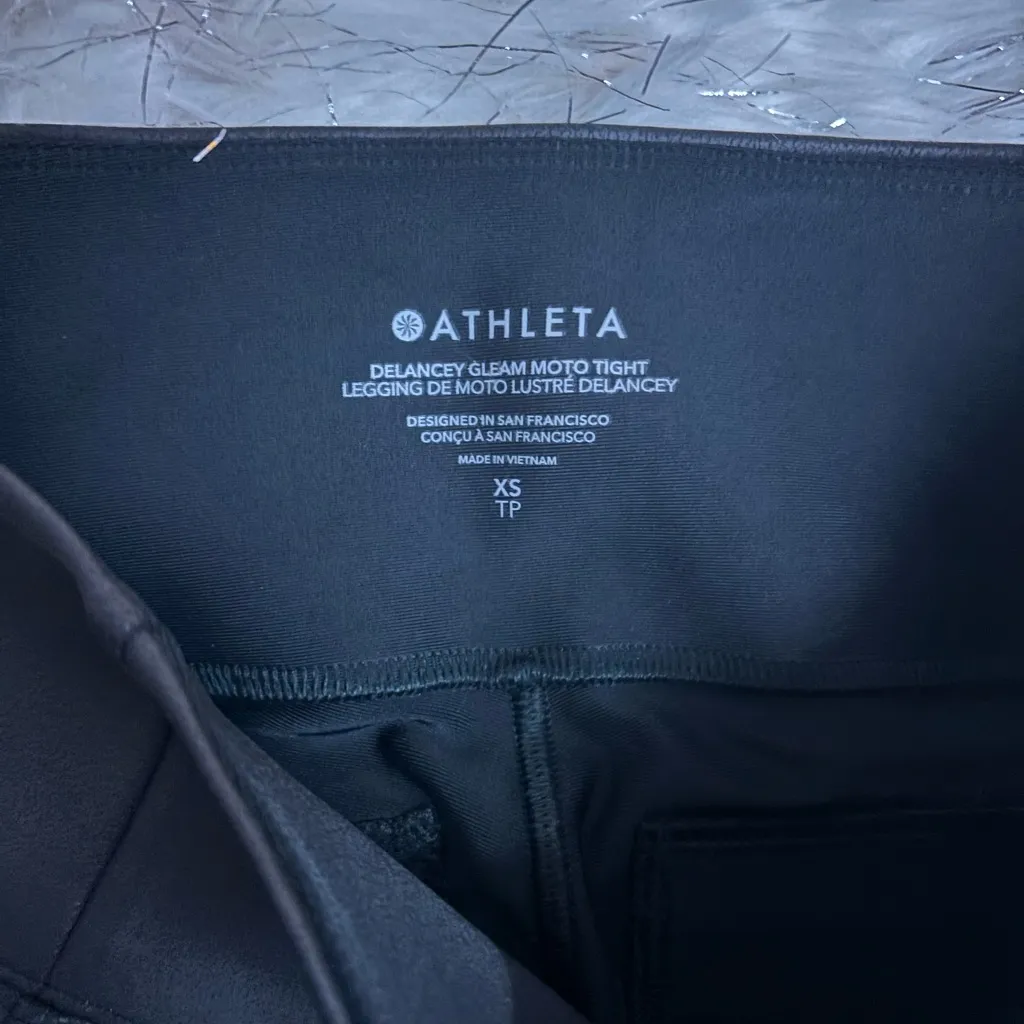 New Athleta Delancey Gleam Moto Tights  Leggings Size XS - Image 8