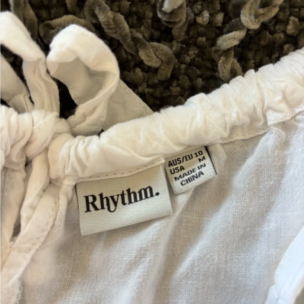 Rhythm White Button Up Cover-up Romper - Image 2