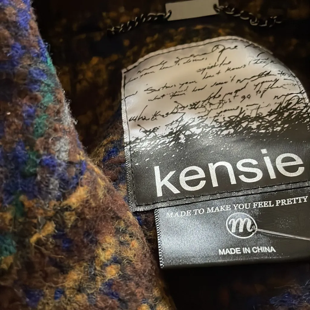 NWT  Kensie Women's Long Plaid Houndstooth Coat with Patch Pockets Woolblend - Image 12