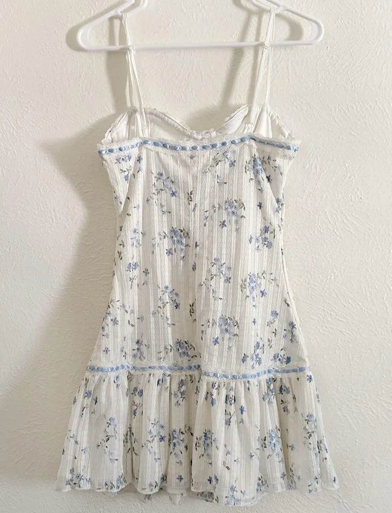 Jessica Simpson Blue Floral Lace Mini Dress - Image 3