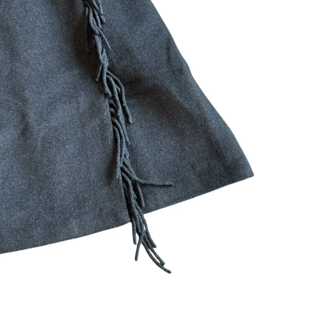 Ann Taylor Grey Fringe Sleeveless Sheath Dress Soft Fitted Wool Size 8P Women's - Image 5