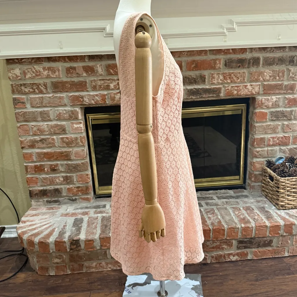 BETSEY JOHNSON peach lined lace dress with peekaboo sheer lace collar & back / 6 - Image 4