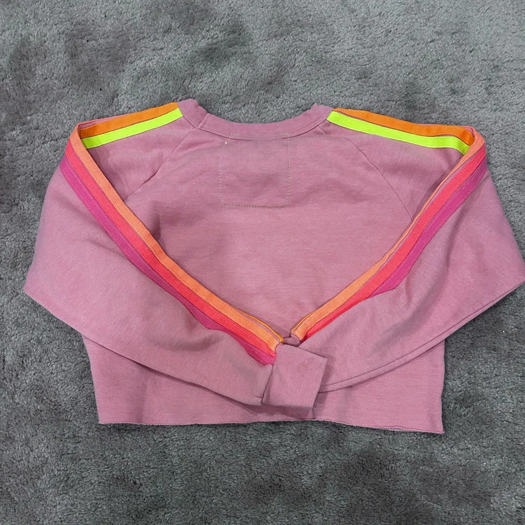 Aviator Nation Pink 5 Stripe Set Cropped Neon 5 Stripe Crewneck and Sweatpants - Image 8