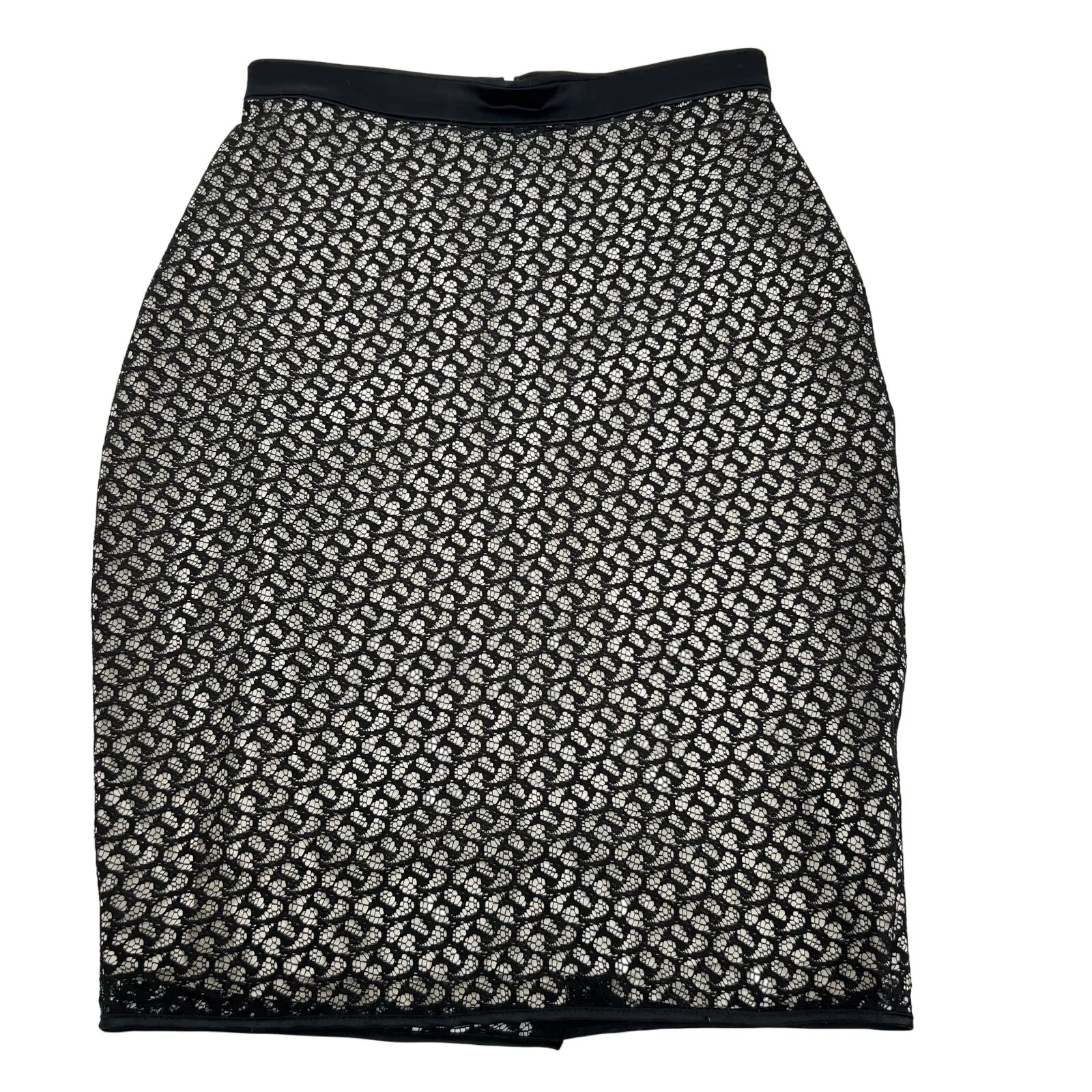 REISS 'MERIDA' BLACK LACE PENCIL SKIRT jacquard knit neutral classic size US 4 - Image 2