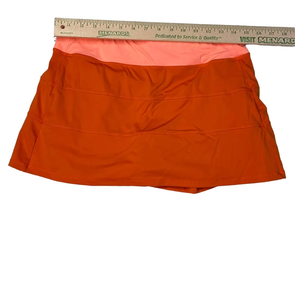 MECDAR Women's Athletic Tennis Golf Skort Skirt 2 Zip Pocket Workout Size 8 Orange - Image 6