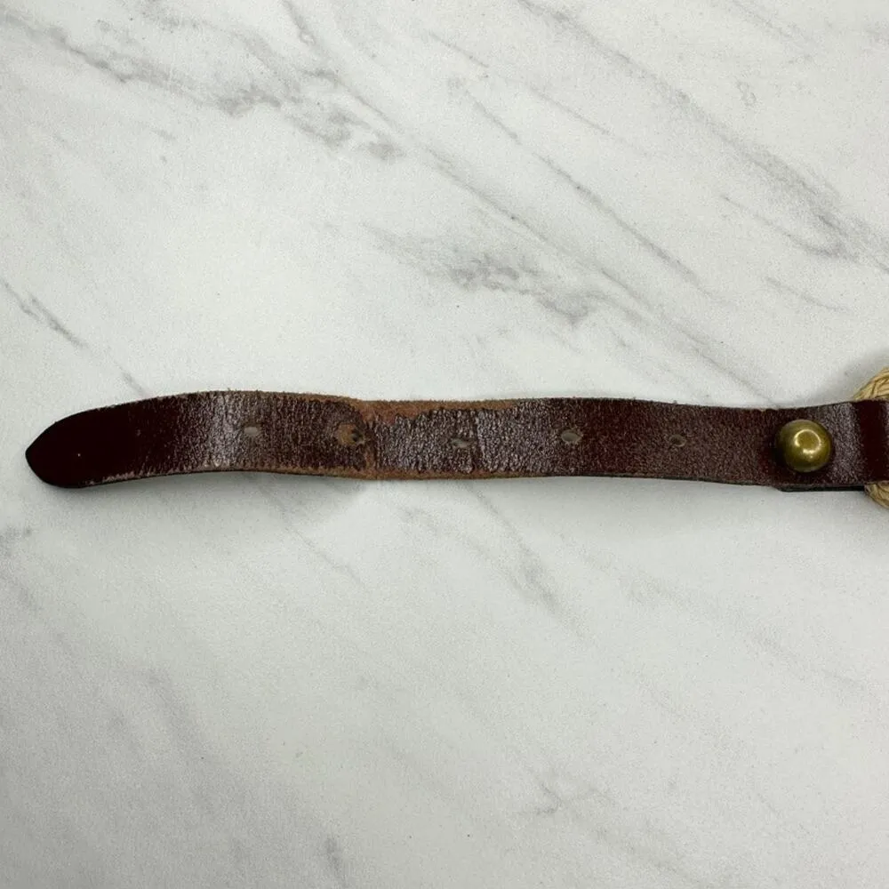 Vintage Womens Brown Leather Rope Stretch Belt Medium (M) ✨ - Image 6