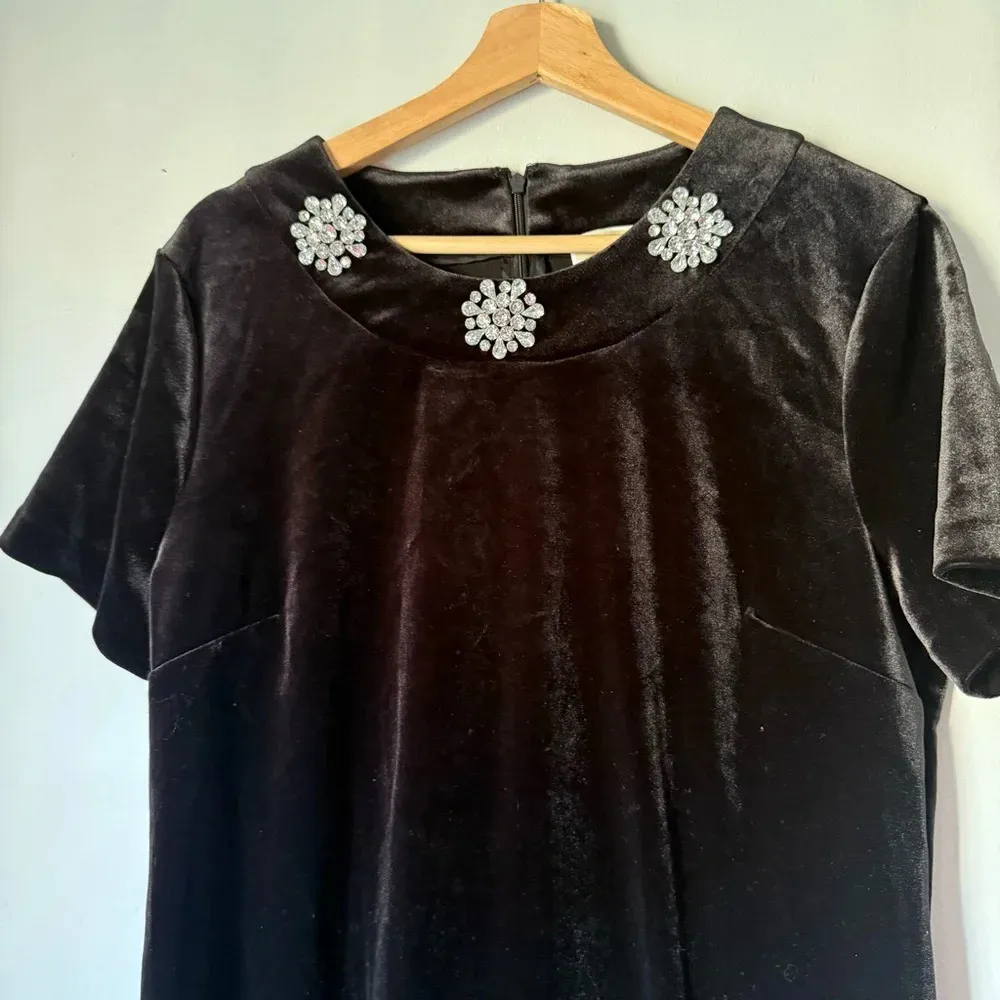 Michael Kors Women's Black Embellished Velvet Mod Shift Dress - Image 3