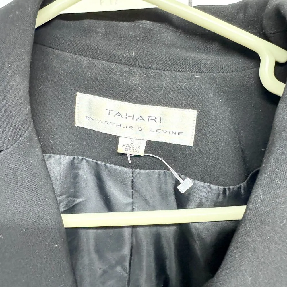 Tahari Jacket Women Size 6 Black Single Breasted Business Casual Belted Blazer - Image 2