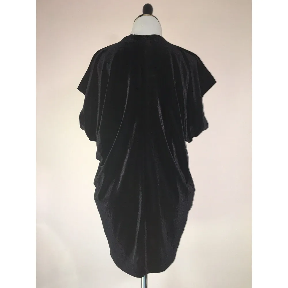 Lands End Top Women S 6 8 Black Stretch Velvet Velour Dolman Tunic Party Evening - Image 5