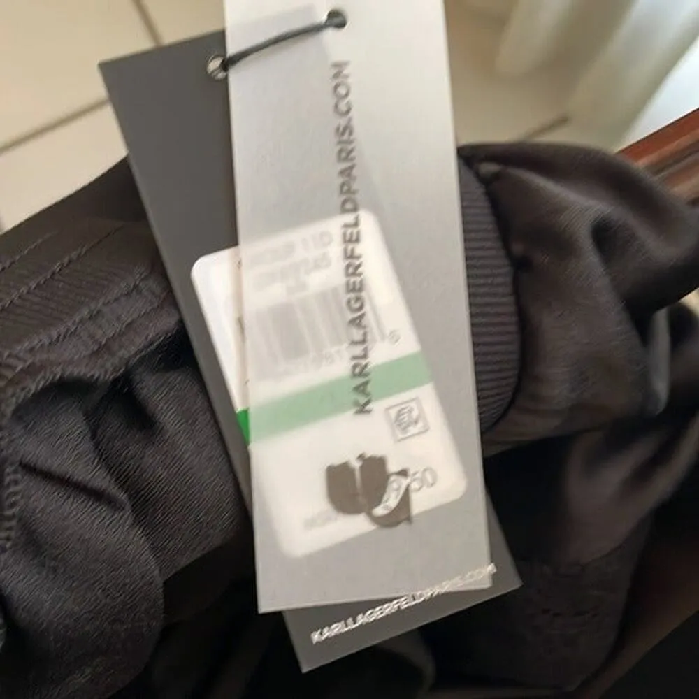 Karl Lagerfeld Satin Joggers Lace Trim Crepe Back Drawstring Waist Pants M - Image 5