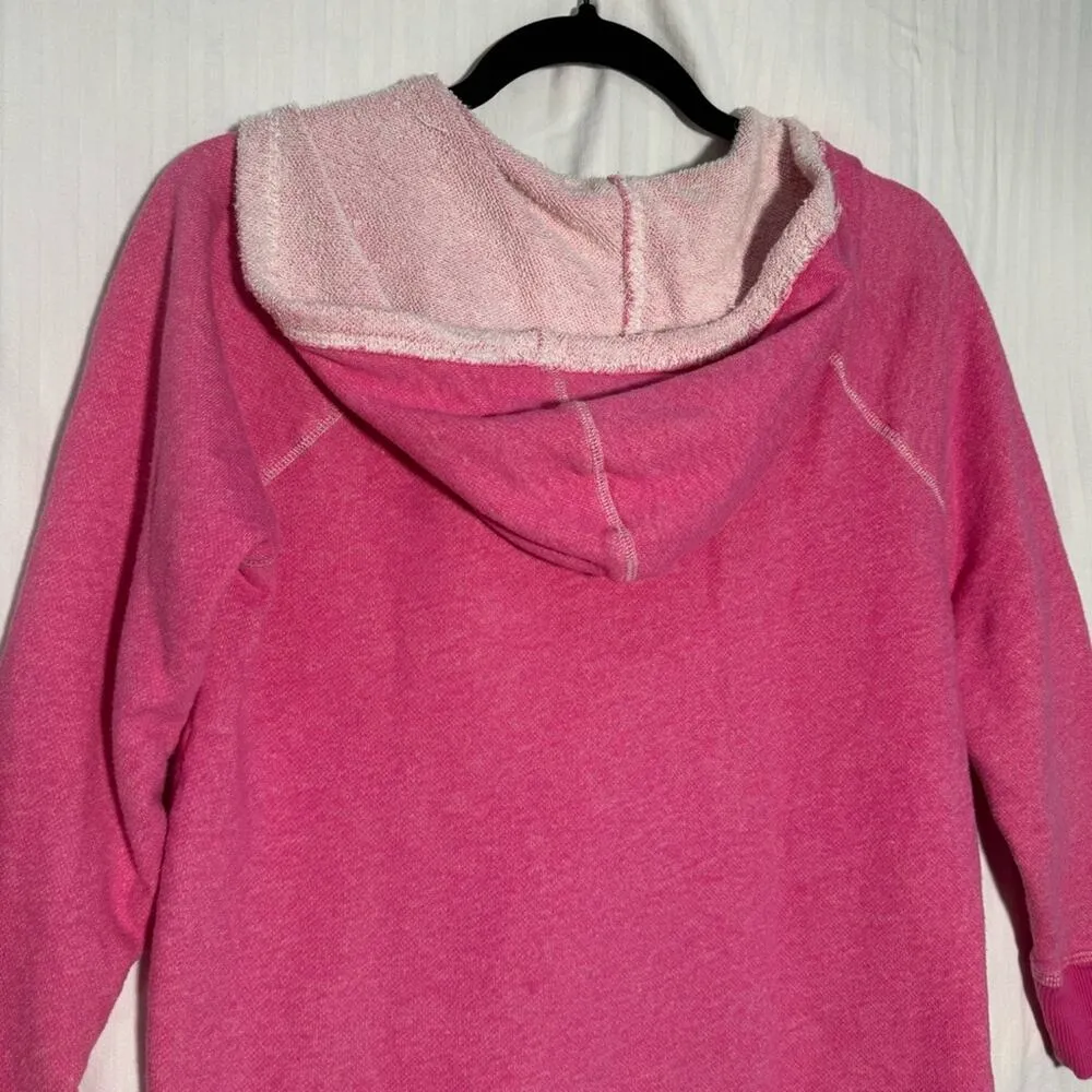 Caslon Pink Cotton Full Zip Hoodie Women’s Size Medium 3/4 Sleeve Terry Cloth - Image 4