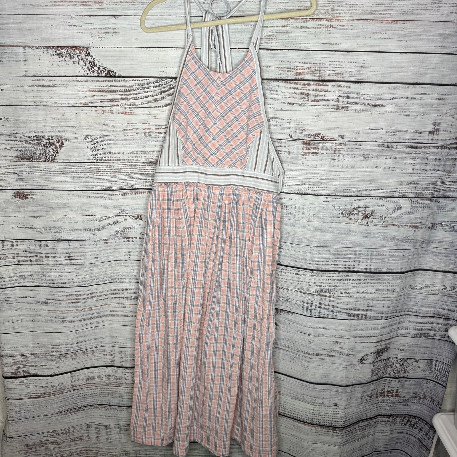 Free People Womens Color Theory Plaid Midi Halter Dress SM - Image 3