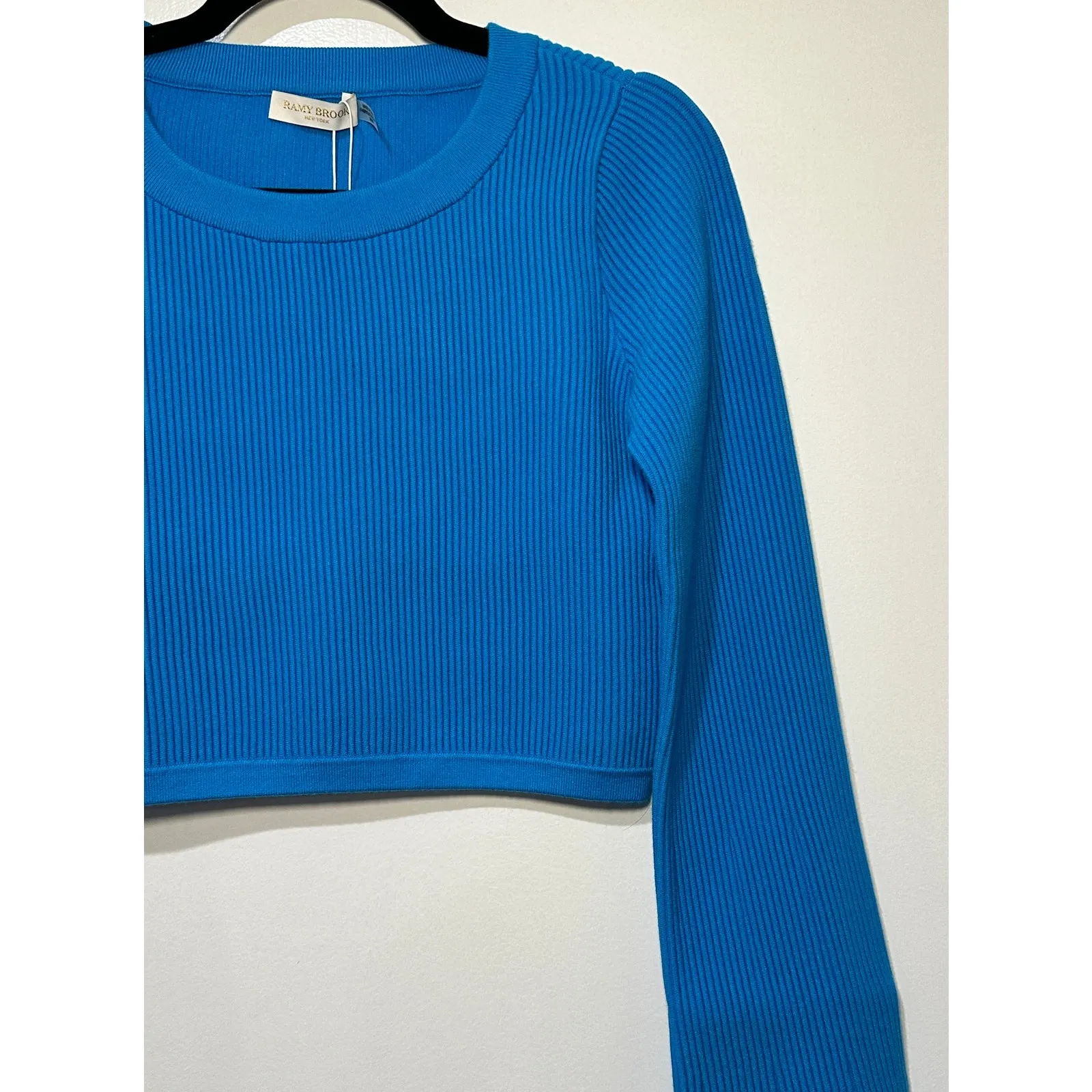 Ramy Brook Anaya Long Sleeve Ribbed Sweater Calypso Blue Size XS NWT Classy - Image 5