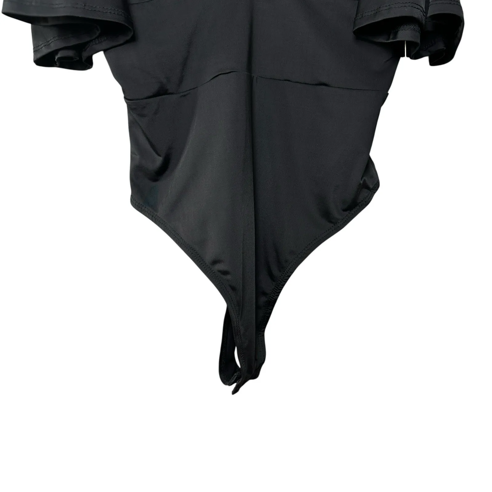 Lulus Slay It With Me Black Off Shoulder Bodysuit XS Flutter Sleeve Sexy Chic - Image 10