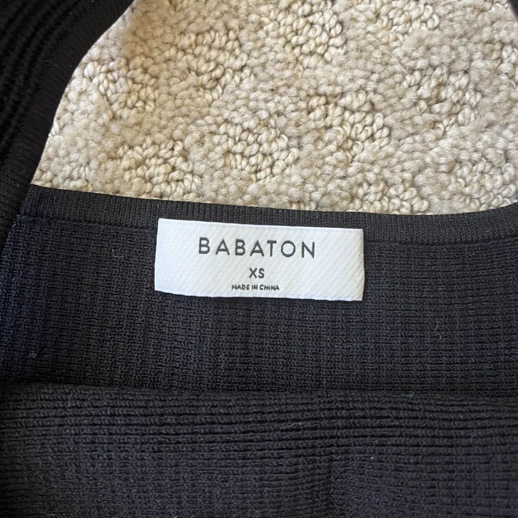 Aritzia Babaton Sculpt Knit Square Neck Cropped Tank Top Ribbed Black Size XS - Image 3