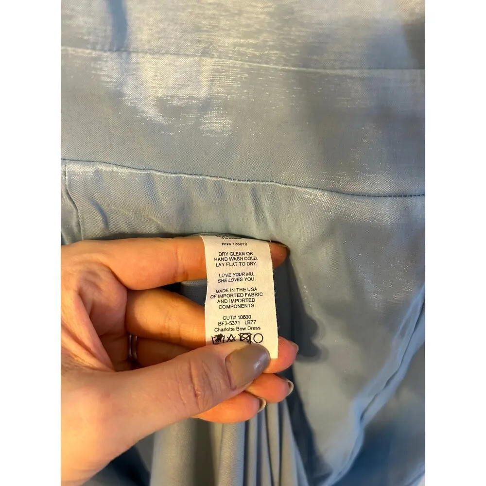 Show Me Your Mumu Charlotte Bow Dress in Light Blue Taffeta M - Image 7