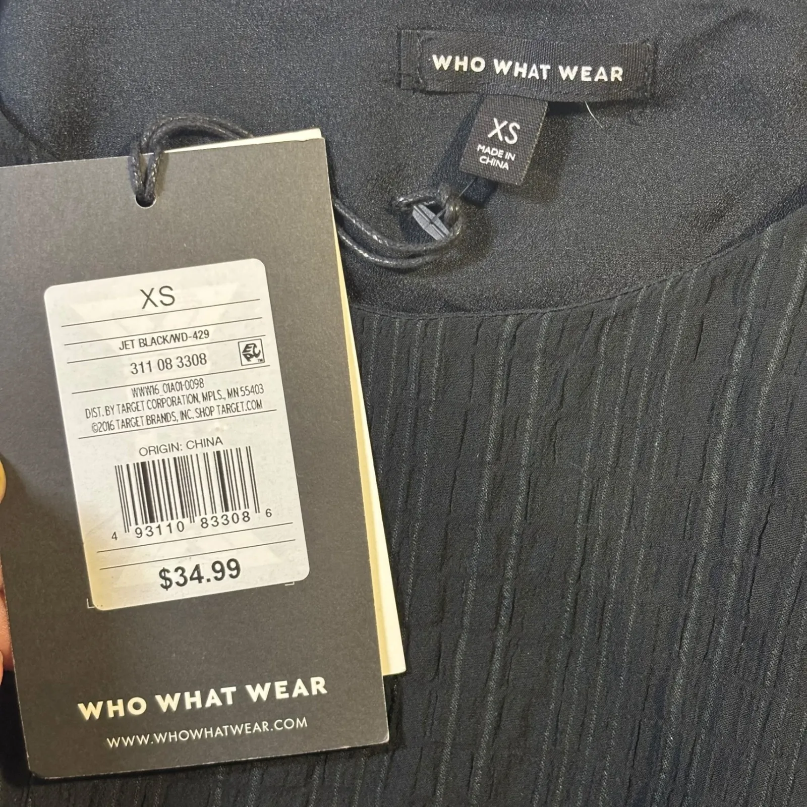 Who What Wear Black Textured Tiered Flutter Sleeve Dress Womens XS - Image 6