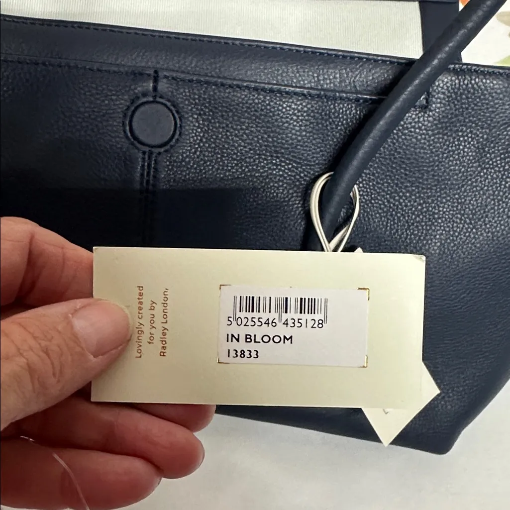 RADLEY LONDON In Bloom Midnight Blue Italian Leather Tote with Dustbag - Image 14