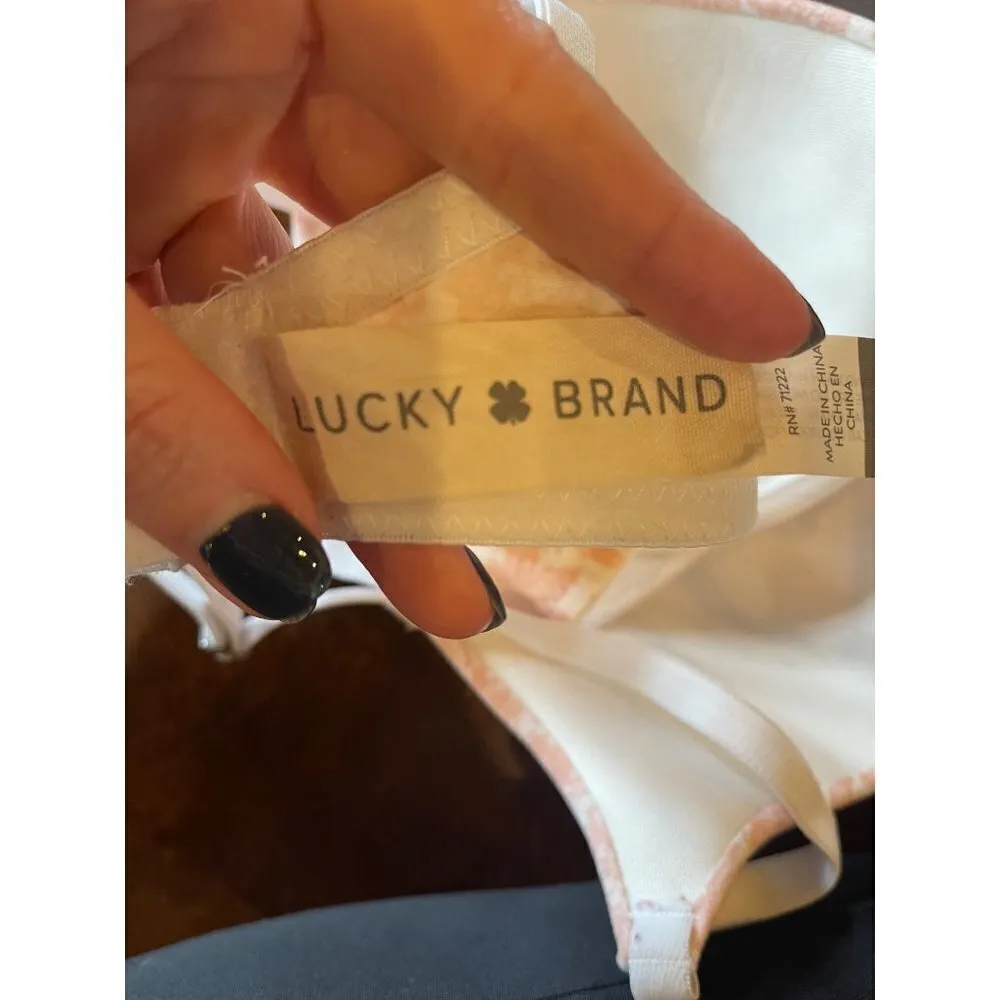 Lucky Brand‎ Pink And White Floral Print Underwire Contour Cup Bra Size 38C - Image 8