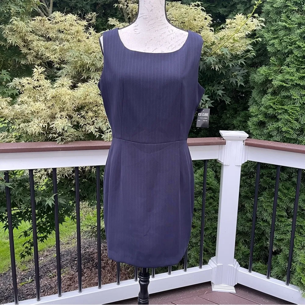 ICE Cube by Michael Paris New York business striped dress office Sz 12 - Image 4