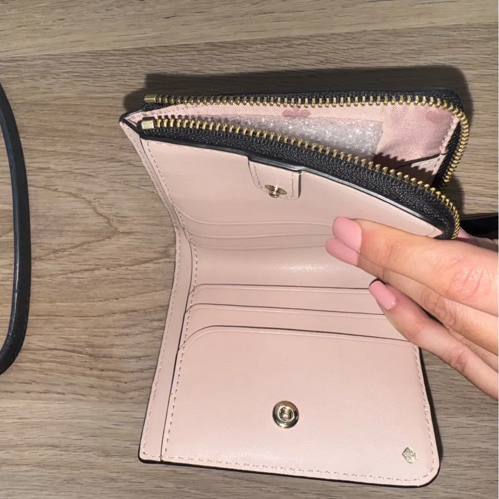 Kate Spade Light Pink & Black Crossbody Tote Bag & Matching Wallet - Image 9