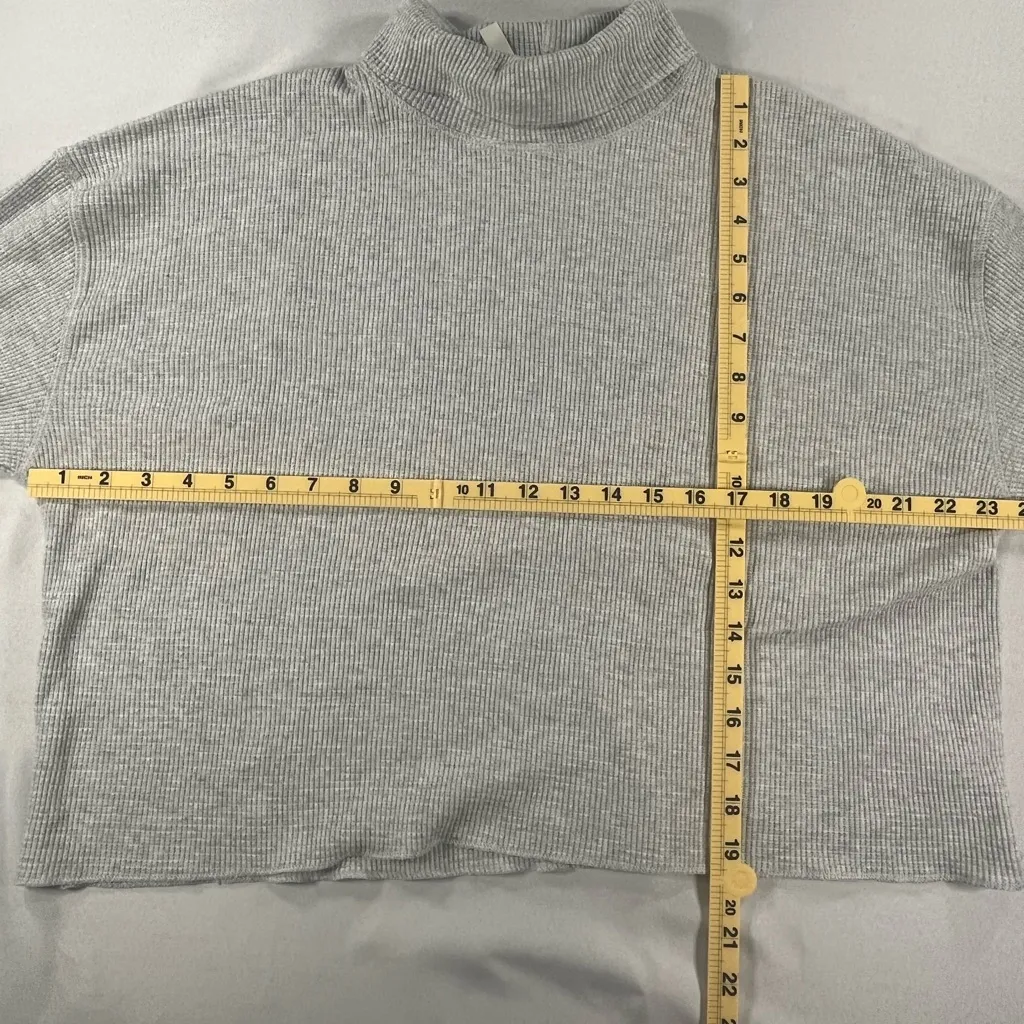 The Group Babaton Ribbed Knit Waffle Turtleneck Cropped Sweater Top Gray Size 2 - Image 7