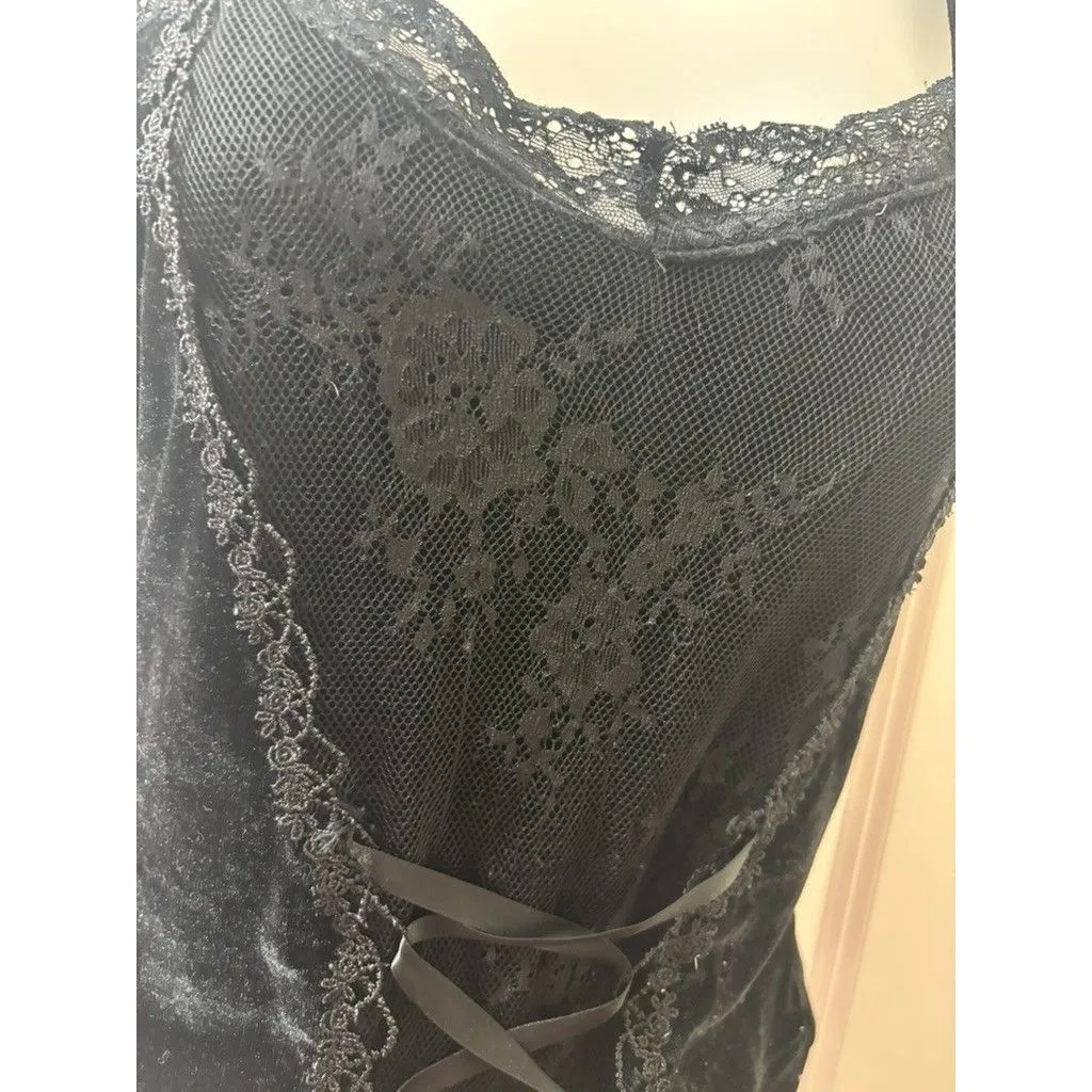 Carrie Caustic Killstar Black lace trim lace and velvet tank top S gothic - Image 5